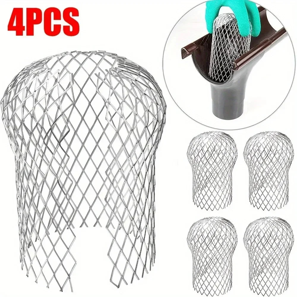 A set of four aluminum gutter leaf guards for roofing protection.