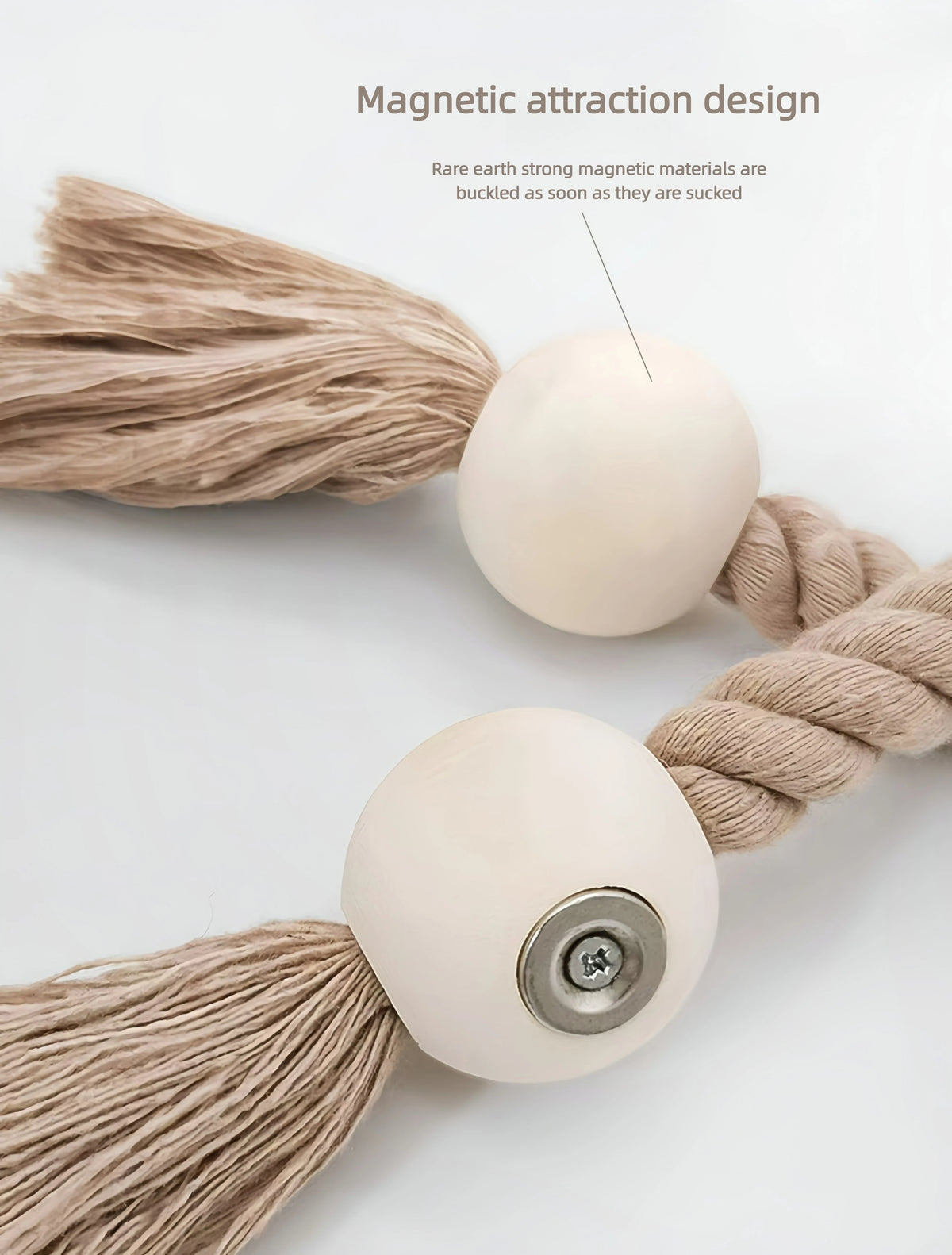 Handwoven Boho Curtain Tiebacks with Wooden Beads