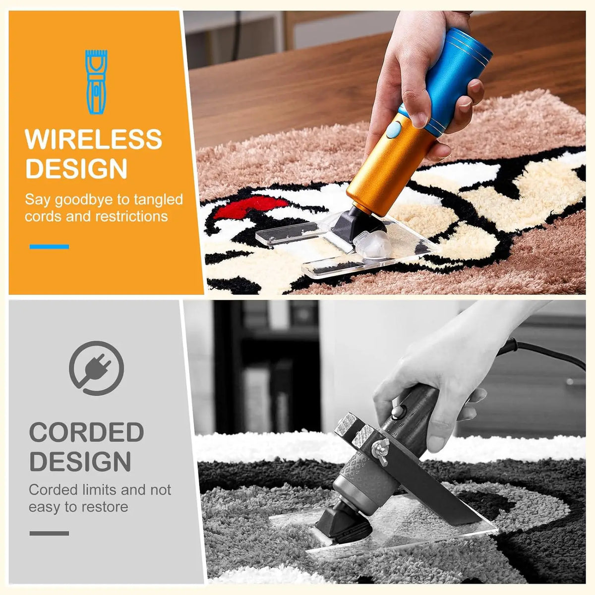 Cordless Carpet Trimmer with Shearing Guide