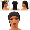 Black stretchable spandex dreadlock tube hair protection cap shown on a mannequin head.