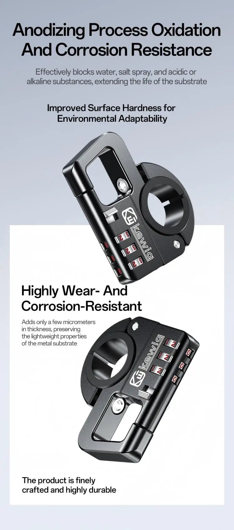 Secure 3-Digit Combination Helmet Lock with Anti-Cut Steel Cable