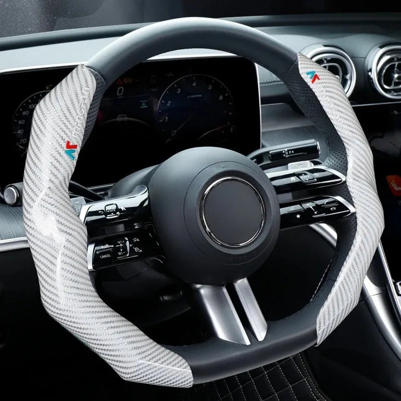 Carbon Fiber Texture Steering Wheel Cover - Anti-Slip & Comfortable Grip