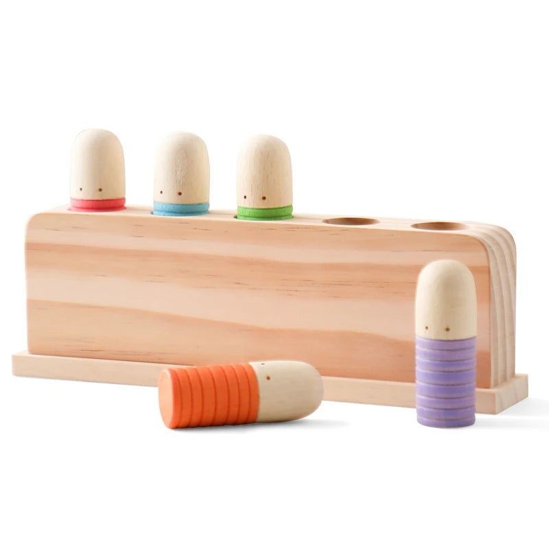 Montessori Wooden Crab Pull Toy with Bead Maze and Life Skills Activities