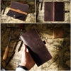 Vintage Leather Long Bifold Wallet with Snap Closure