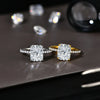 Radiant Cut Moissanite Engagement Ring with Hidden Halo