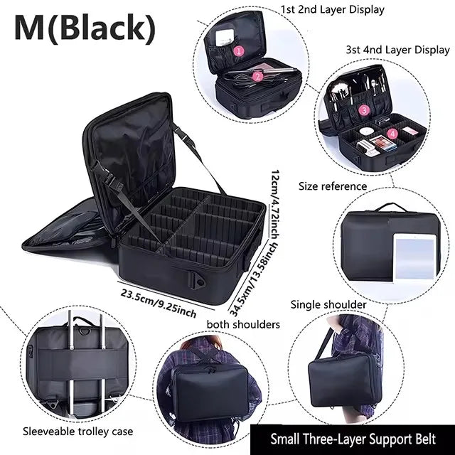 Large Capacity Waterproof Makeup Bag with Zipper Closure