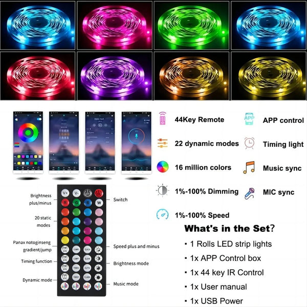 Bluetooth LED Strip Lights with Music Sync