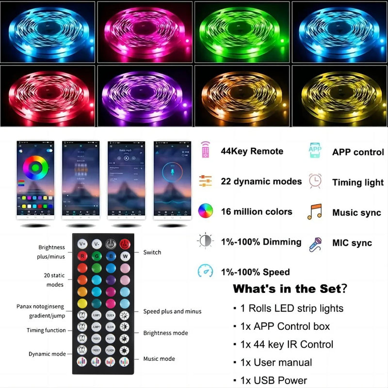 Bluetooth LED Strip Lights with Music Sync