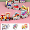 Montessori Magnetic Wooden Train Set with Animal & Vehicle Carriages