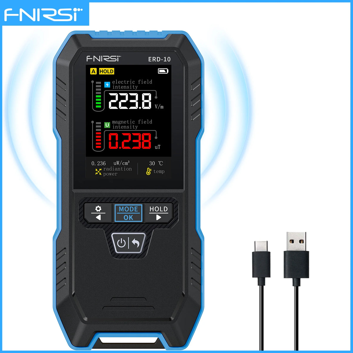 ERD-10 Multi-Function Field Safety Detector | EMF, EF & RF Meter with Alarm