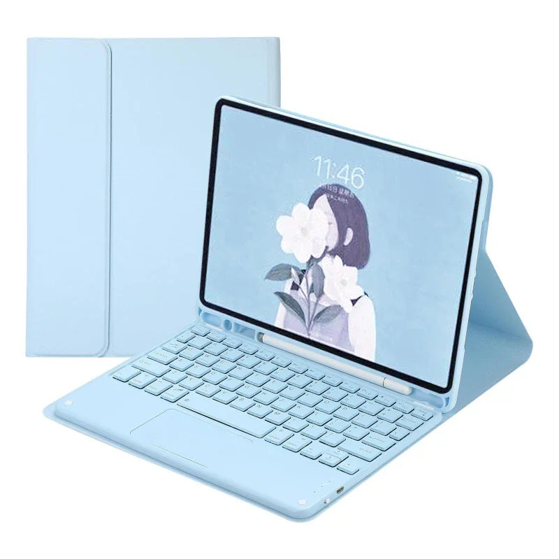 iPad Keyboard Case with Touchpad - Foldable Smart Cover for Multiple iPad Models