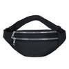 Black nylon waist pack with a zippered pocket and adjustable strap.