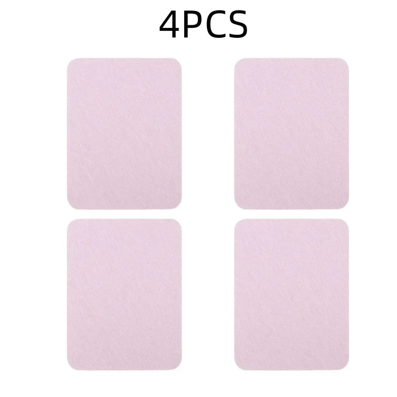 Four pink iron-on fabric patches for clothing repair and DIY decor