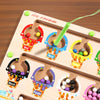 Wooden magnetic color sorting maze board with various colored ice cream toppings for kids