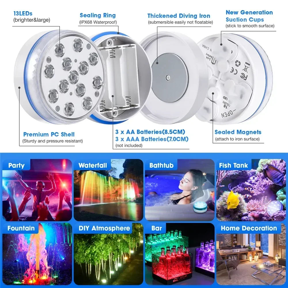 Submersible LED Underwater Light with Remote Control