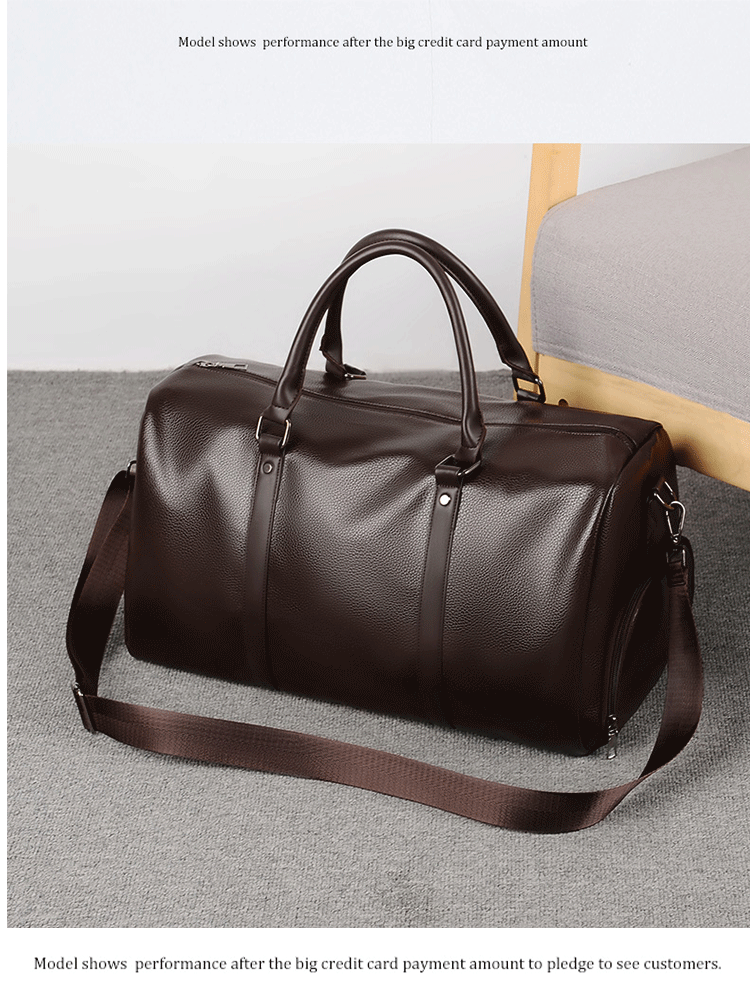 Retro PU Leather Weekender Duffel Bag with Adjustable Shoulder Strap
