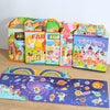 A colorful reusable sticker book for toddlers featuring various animal and fairy tale characters.