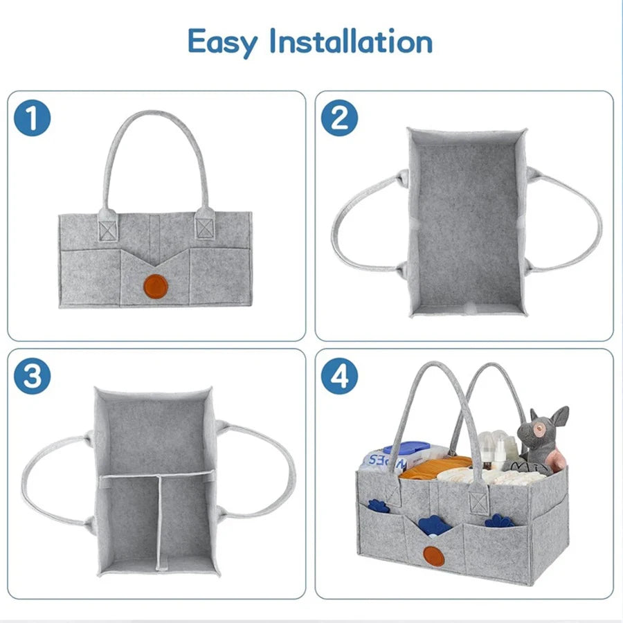Large Capacity Felt Diaper Storage Bag