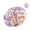 Pink and blue plaid silk satin sleep bonnet with a bow detail