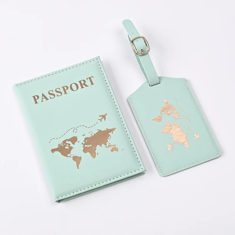 Map Pattern Passport Cover and Luggage Tag Set