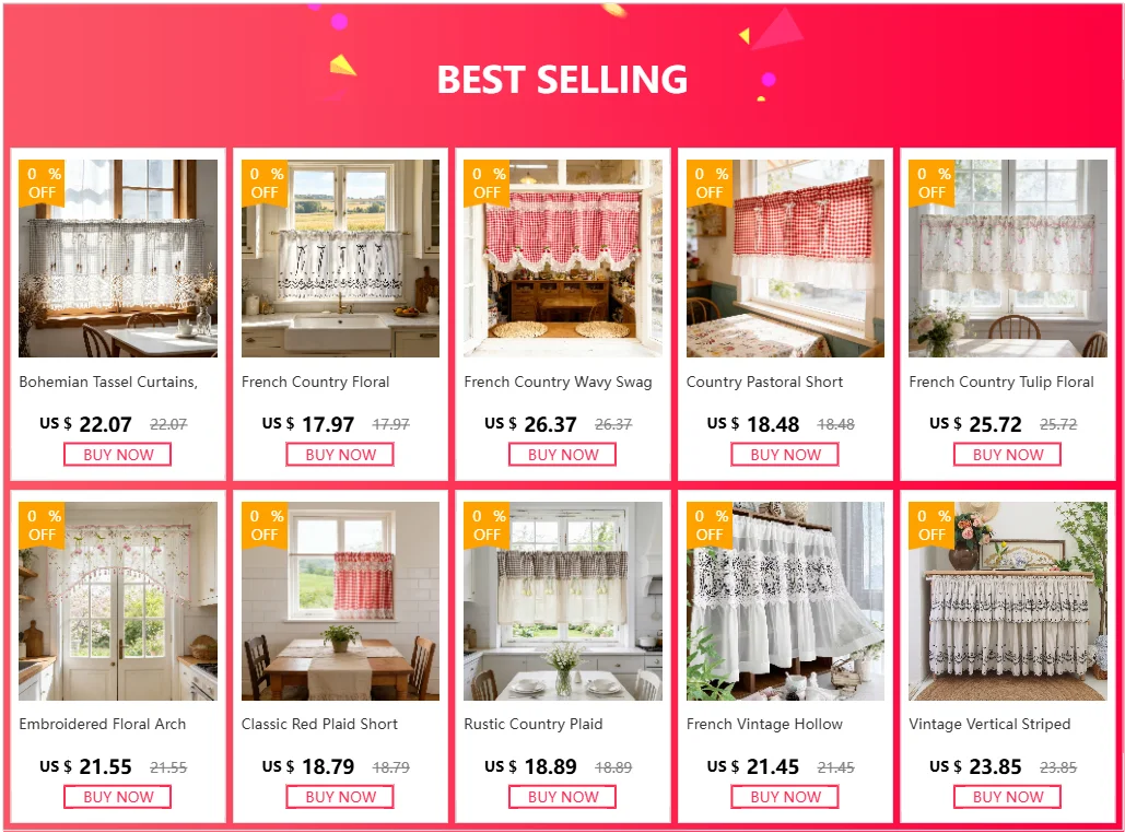 Embroidered Floral Lace Valance Curtain