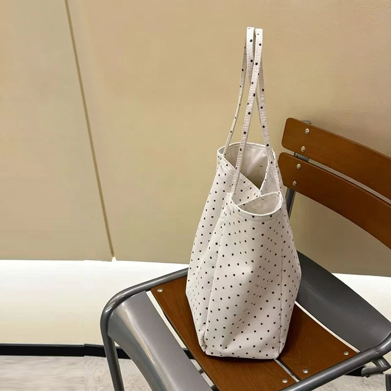 Polka Dot Canvas Tote Bag