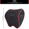 Black memory foam car headrest neck pillow showing dimensions of 25cm by 11cm