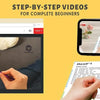 Step-by-step videos for beginners showing hands working on a crochet project with yarn and tools.