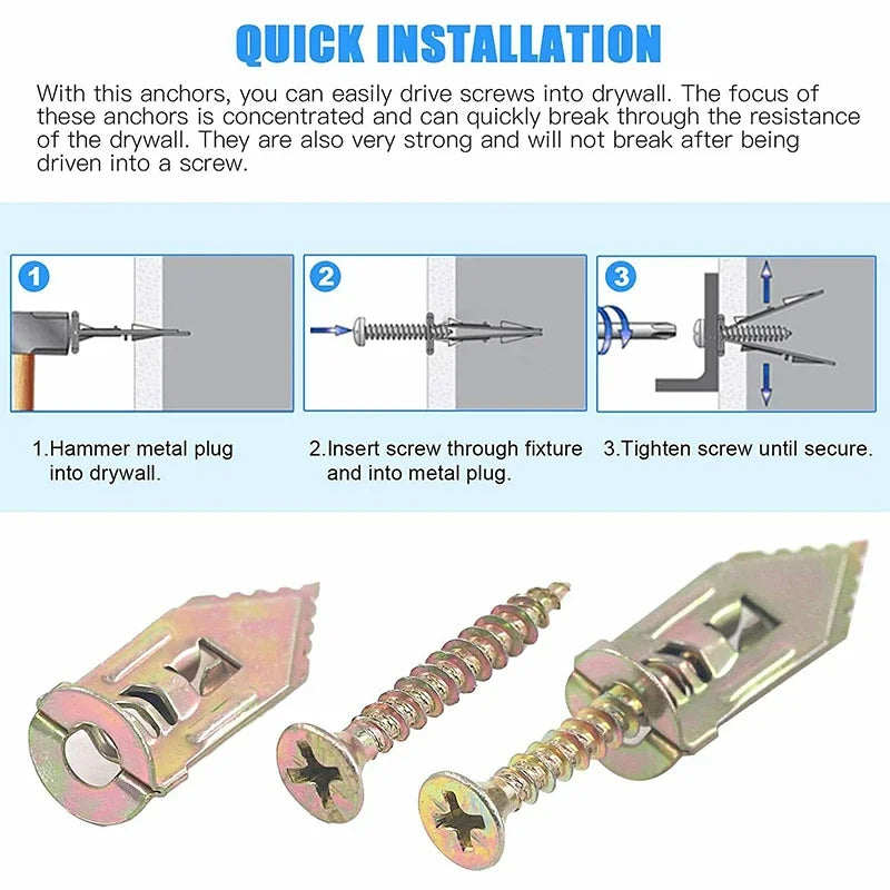 50-Piece Self-Drilling Drywall Anchor and Screw Kit
