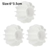 Two white reusable laundry balls designed for pet hair and lint removal