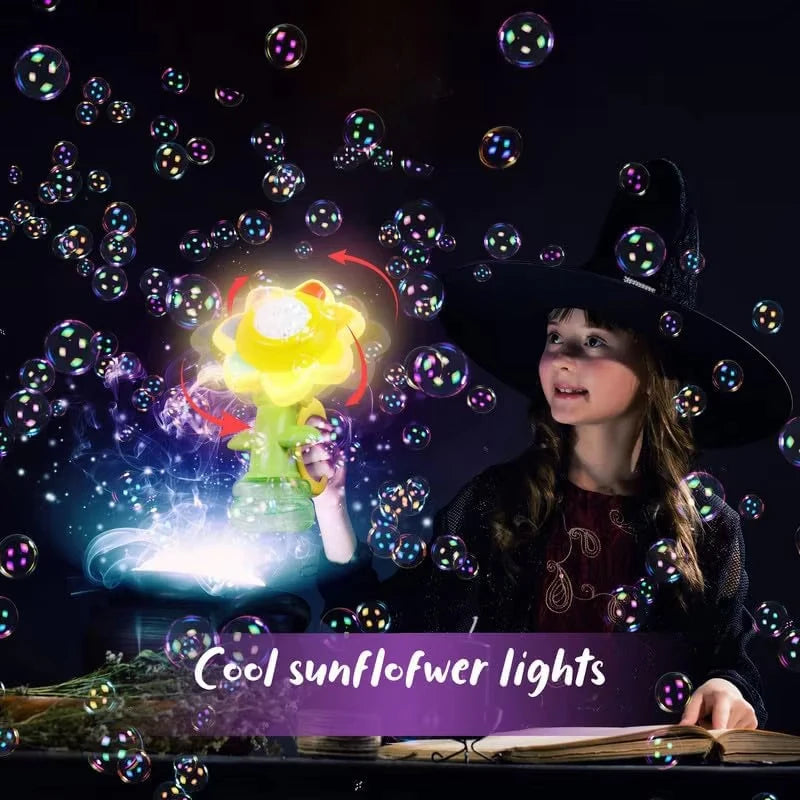 آلة فقاعات زهرة دوار مع أضواء LED