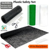 Rolls of plastic safety net in white, black, and green mesh sizes 3mm to 12mm for DIY projects