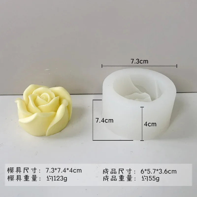 White silicone mold shaped like a rose for candle, soap, and baking crafts