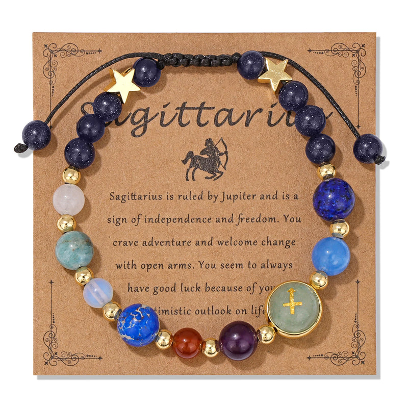 12 Zodiac Signs Natural Stone Bracelet