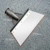 A silver metal cleaning shovel with a handle and blade, showing dimensions of 10cm and 25cm.