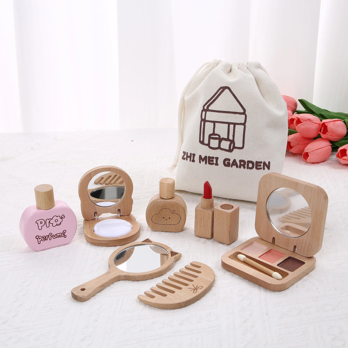 Wooden Makeup Toy Set for Kids Pretend Play