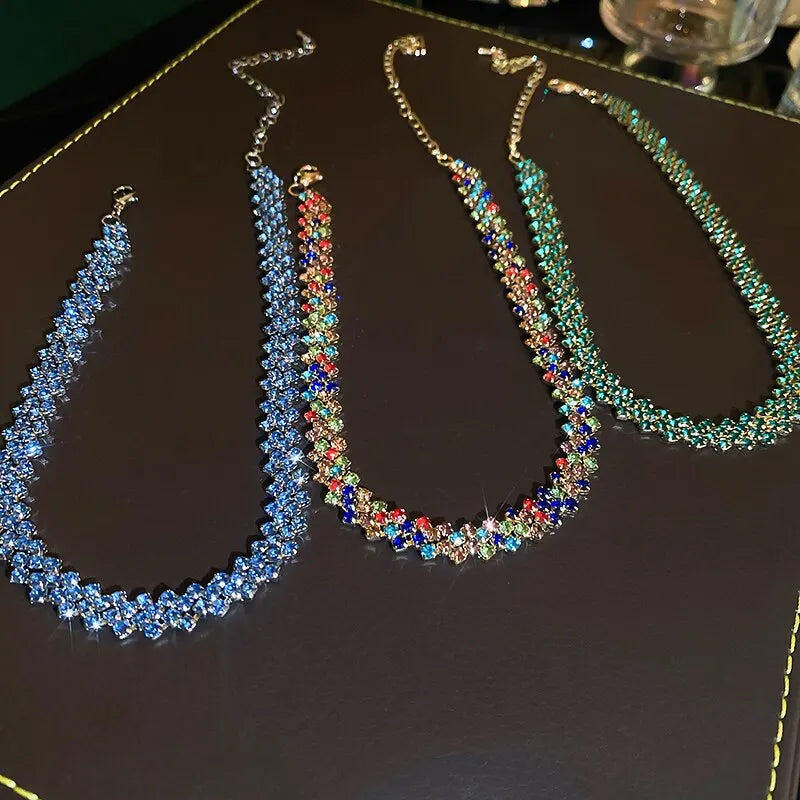 Geometric Rhinestone Choker Necklace
