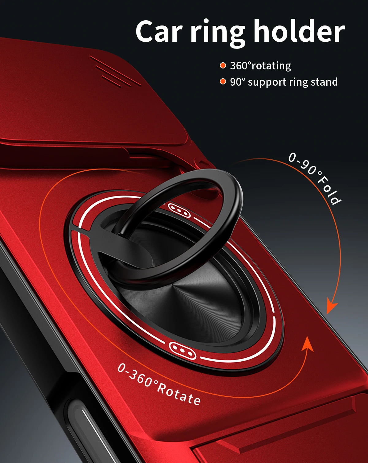 Rotating Magnetic Ring Phone Case with Kickstand for iPhone