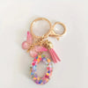 Pink Glitter Butterfly Keychain with Tassel