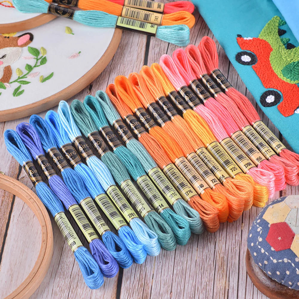 Rainbow Gradient Embroidery Thread Set - 12 Spools