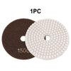 One piece of a diamond polishing pad set, showing a dark brown and a white grit pad.