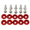 A set of ten M6 Fender washer bolts and rivets made of aluminum alloy.