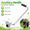 Silver auxiliary handle for a grass trimmer, designed for a comfort grip and stable control.