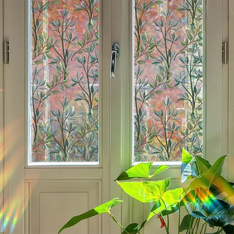 Green Vine Window Privacy Film – Static Cling Decorative Glass Cover