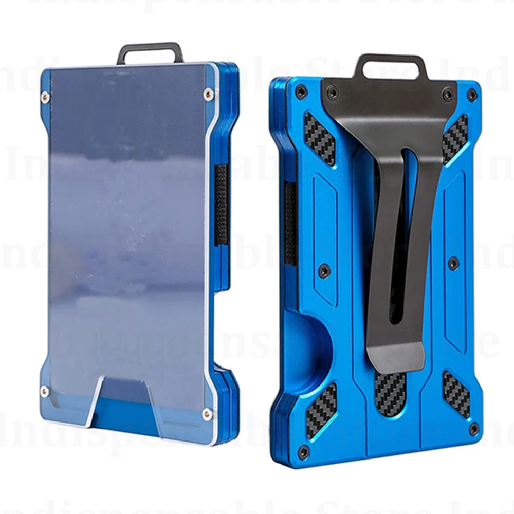 Slim Aluminum RFID Blocking Wallet with ID Window and Money Clip