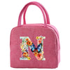 Insulated Canvas Lunch Bag with Butterfly Letter Pattern