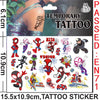 A package of temporary superhero tattoos featuring Spider-Man and other characters for kids