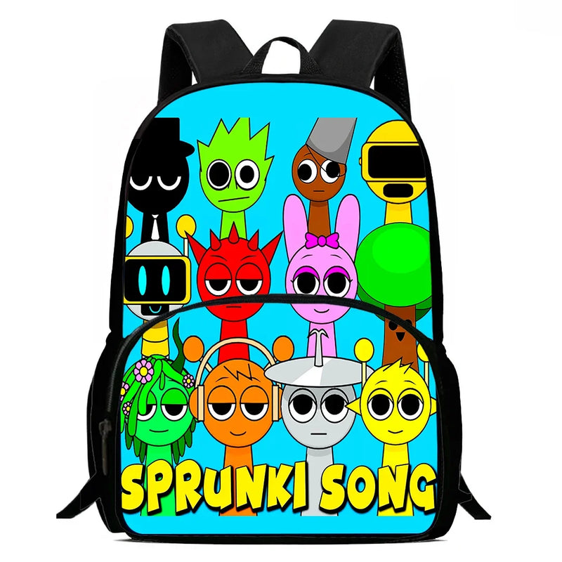 Cartable Enfant Cartoon Sprunki avec Pochette Avant