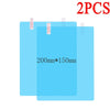 Two sheets of clear anti-fog and rain-repellent film for car mirrors, measuring 200mm by 150mm each.