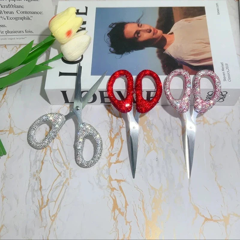 Crystal-Embellished Stainless Steel Scissors for Crafts and Sewing